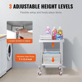 24x18x34 Inch Stainless Steel Work Table 3-Stage Adjustable Shelf with 4 Wheels Heavy Duty Commercial Food Prep Worktable with Brake for Kitchen Prep Work